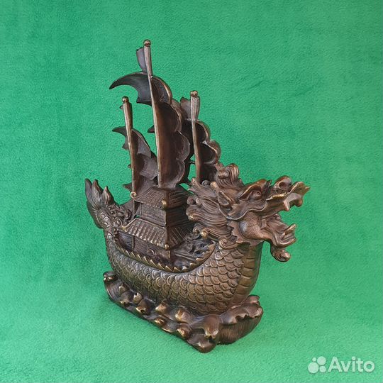Скульптура из бронзы фен-шуй Денежный корабль