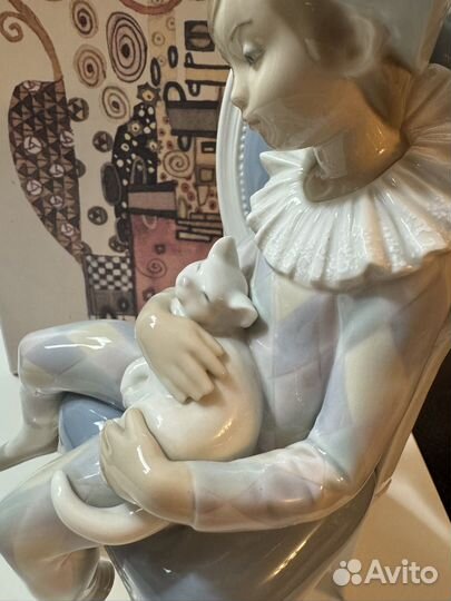 LLadro статуэтка Арлекин с котом Цирк Идеал