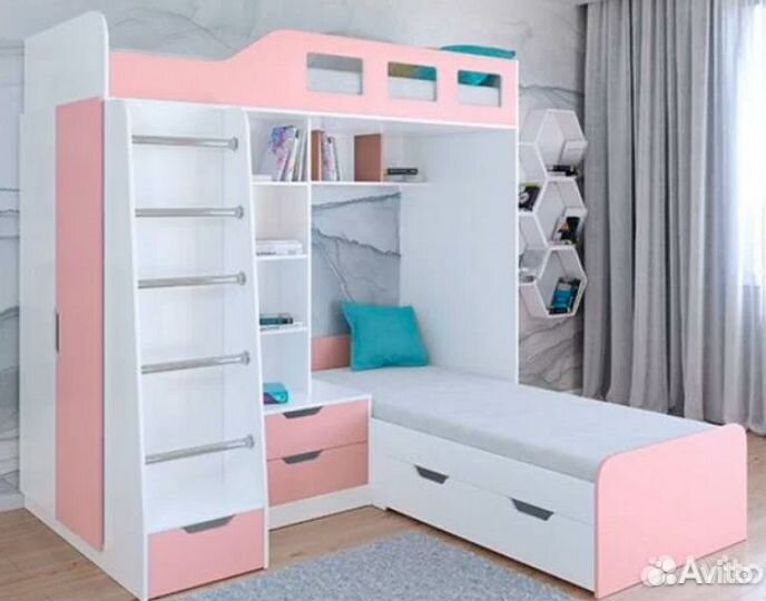 Двухъярусная кровать Белый/Оранжевый