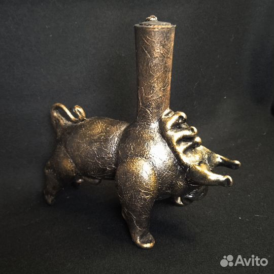 Сосуд в форме быка / Декупаж бутылки / Статуэтка