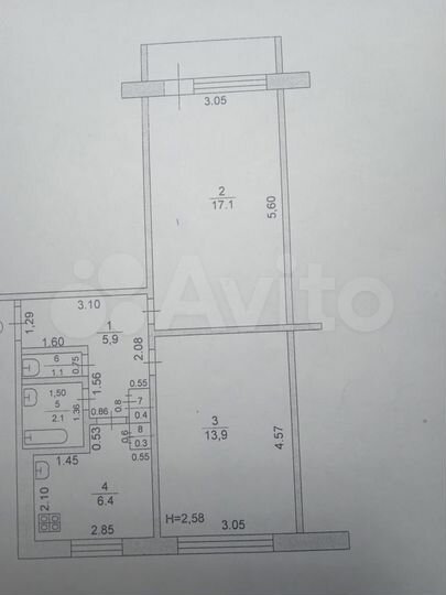 2-к. квартира, 47,2 м², 2/5 эт.
