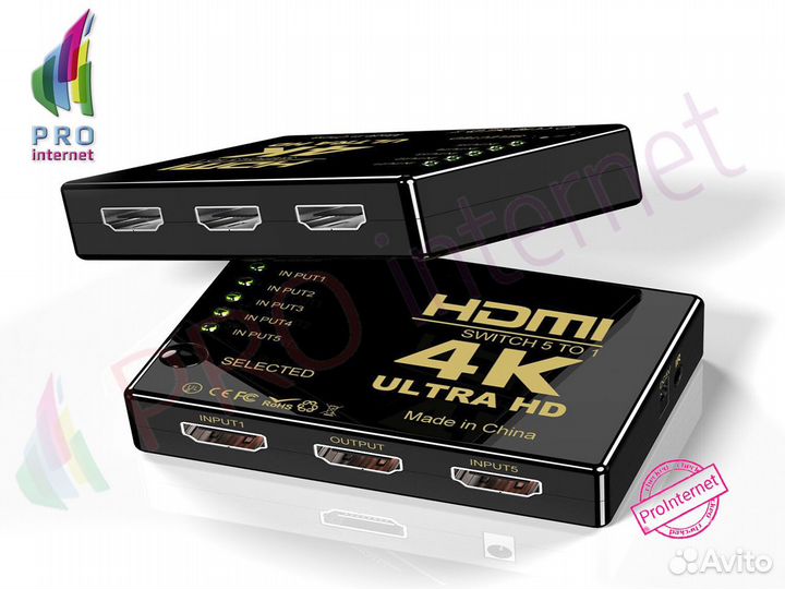 Переключатель hdmi switch 5В1 4К*2k опт/розница
