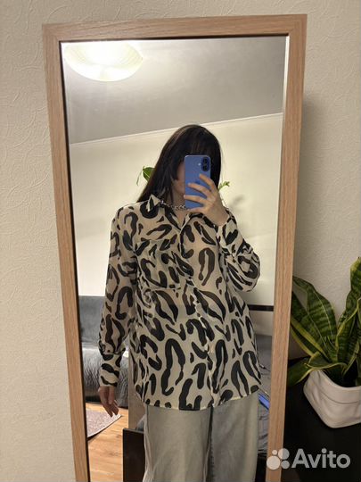 Свободная рубашка анималистичный принт Zara