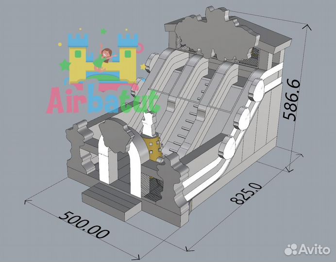 Батут надувной коммерческий аттракцион горка 5х12