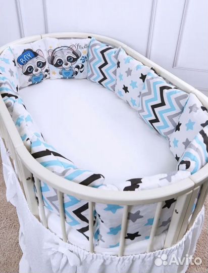 Бортики в кроватку, 12 подушек