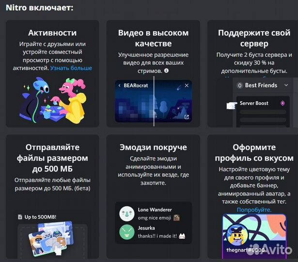 Discord Nitro Full на месяц