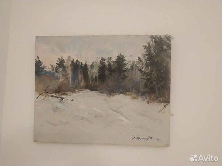 Картина маслом на холсте зимний пейзаж