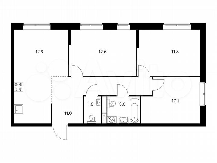 3-к. квартира, 68,5 м², 11/11 эт.