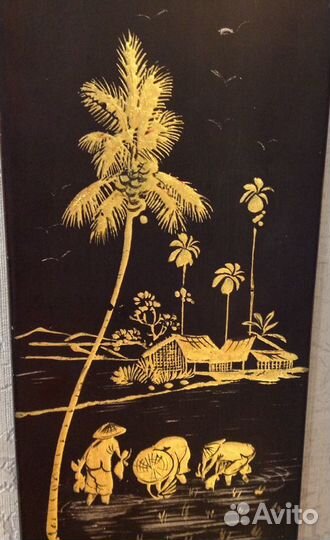 Винтажное Вьетнамское панно 70-е годы Хошимин