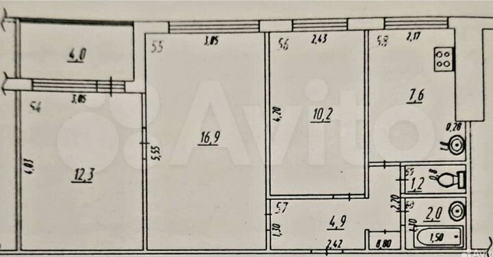 3-к. квартира, 55,1 м², 2/9 эт.