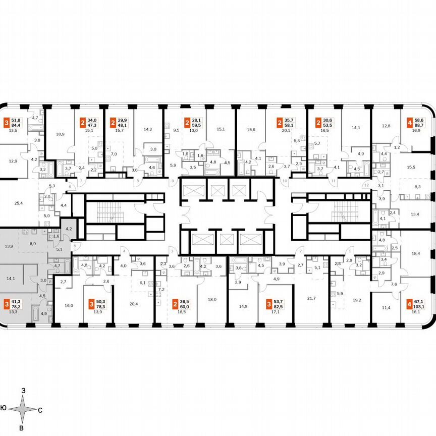 2-к. квартира, 78,2 м², 35/49 эт.