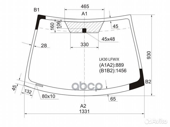 Стекло лобовое (4D SED) Toyota Belta 05-12 / Vi