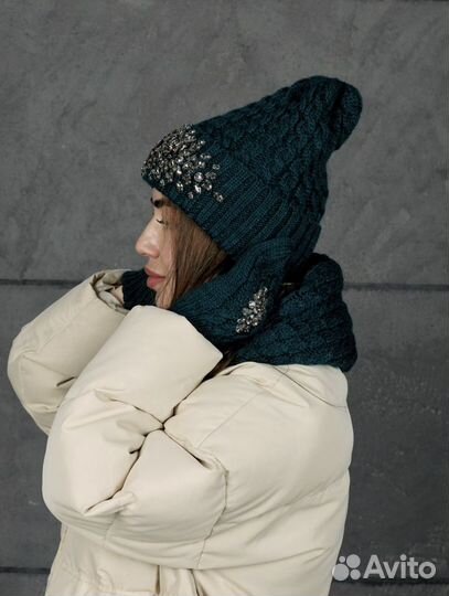 Комплект шапка, снуд и рукавицы