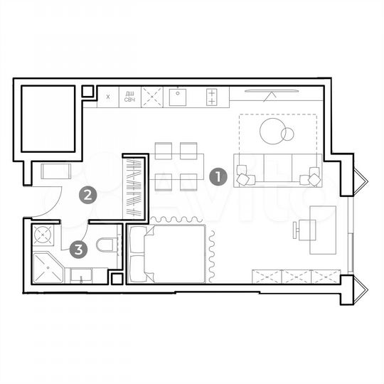 Апартаменты-студия, 41,3 м², 9/29 эт.