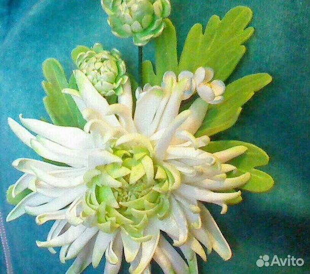 Брошь,Хризантема салатовая