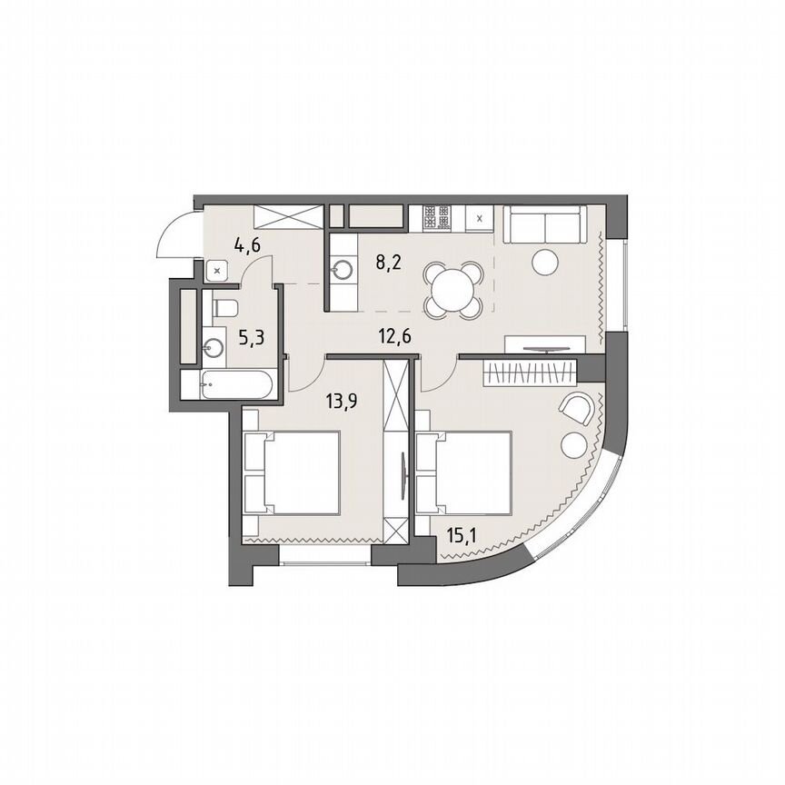 3-к. квартира, 59,6 м², 18/35 эт.