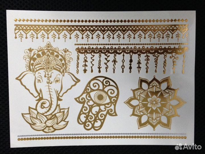 Наклейки -татуировки цвет. золото, серебро и т. д