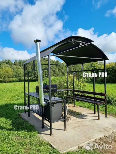 Мангал с крышей кованый