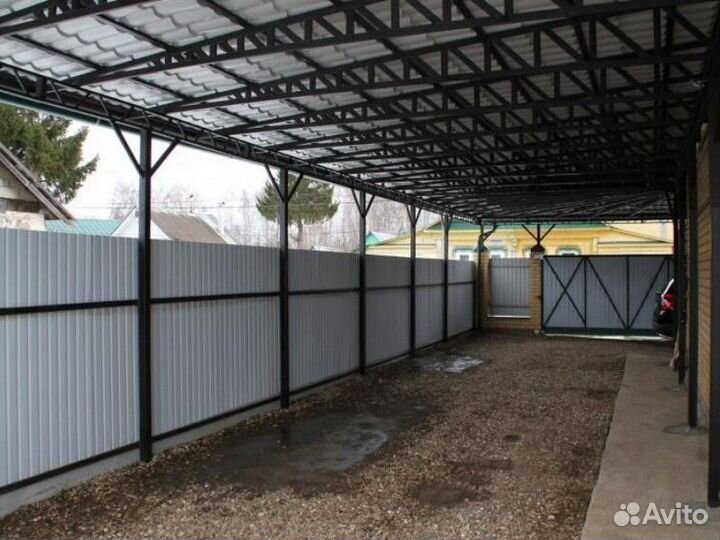 Навес для машины из металлочерепицы