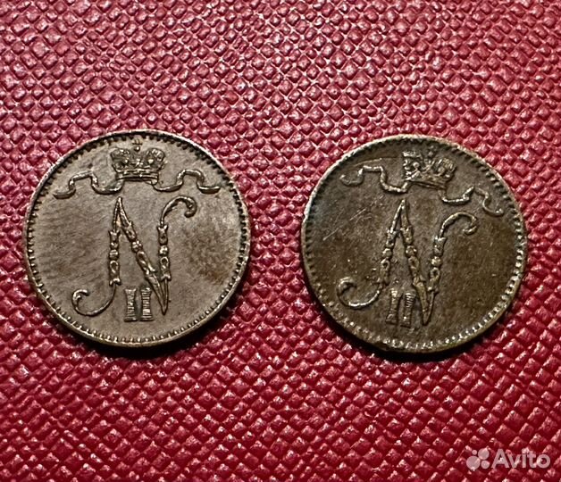 1, 5, 25, 50 pennia, 1 markka Финляндия