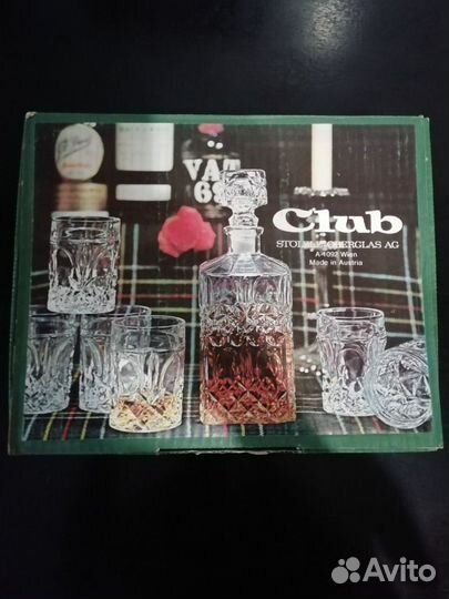 Штоф хрустальный + 6 стаканов