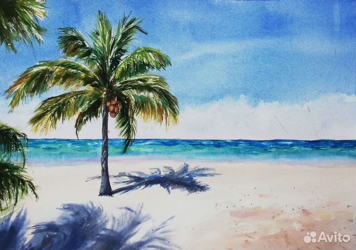 Картина в интерьер оригинал. Мальдивы, пальмы