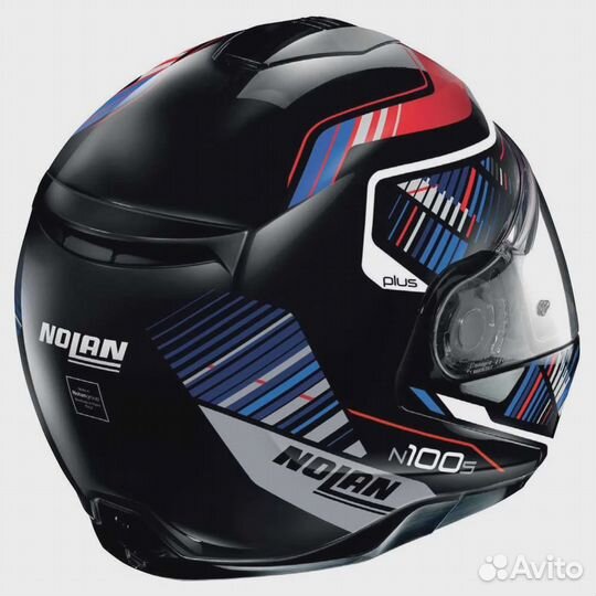 Nolan N100-5 Plus Starboard N-Com Modular Helmet Glossy Black / Red / Blue