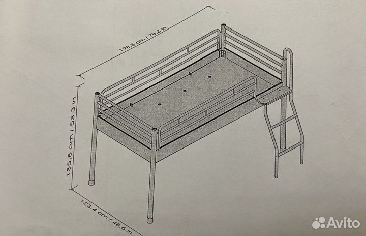 Кровать чердак с горкой
