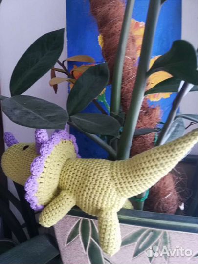 Игрушка динозавр трицератопс. 26см.Ручная работа