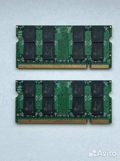 Оперативная память sodim DDR2 4Gb (2Gb x 2 шт.)