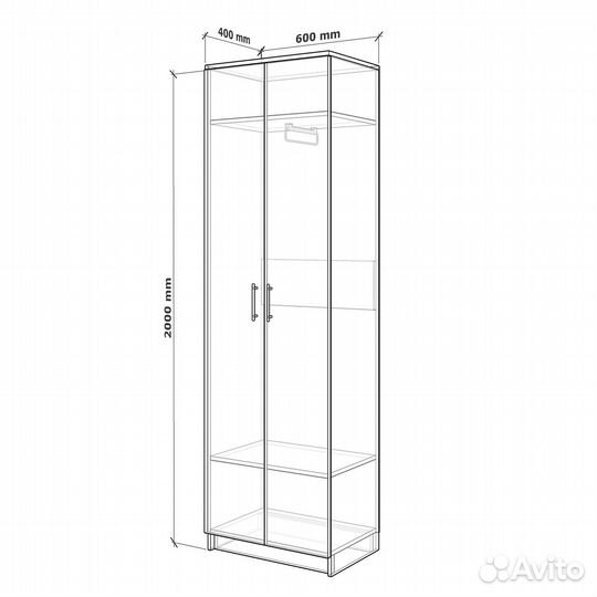 Шкаф Алст-200ip распашной сосна белая на заказ