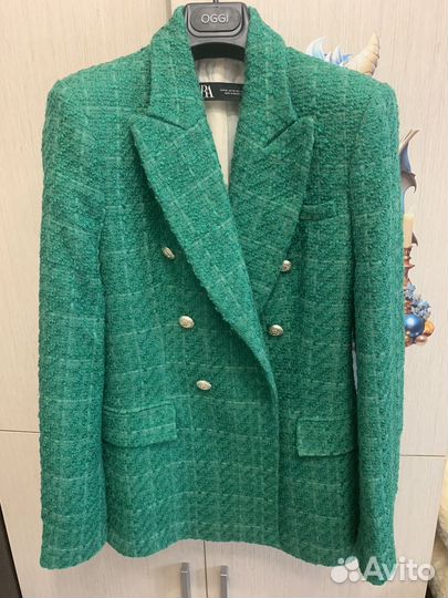 Твидовый жакет zara xs