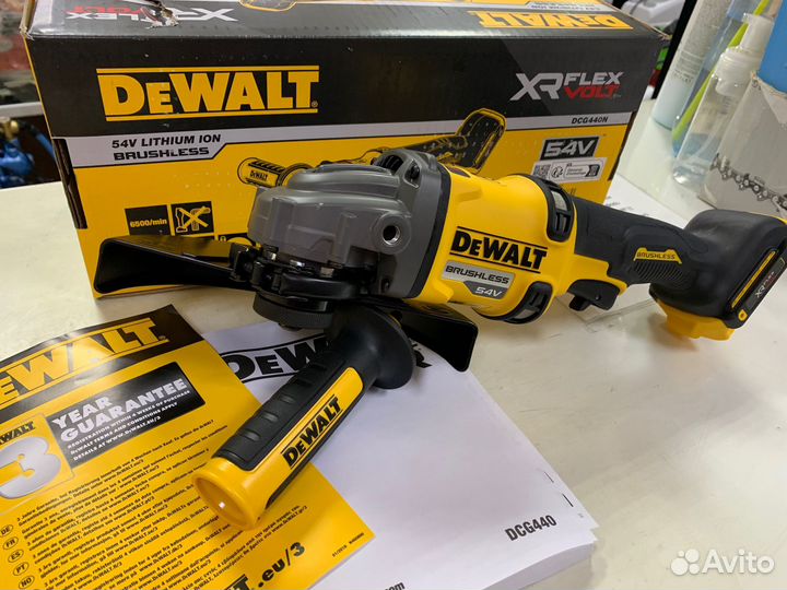 Аккумуляторная ушм dewalt DCG440N (54В) 180 мм