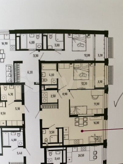2-к. квартира, 63 м², 11/20 эт.