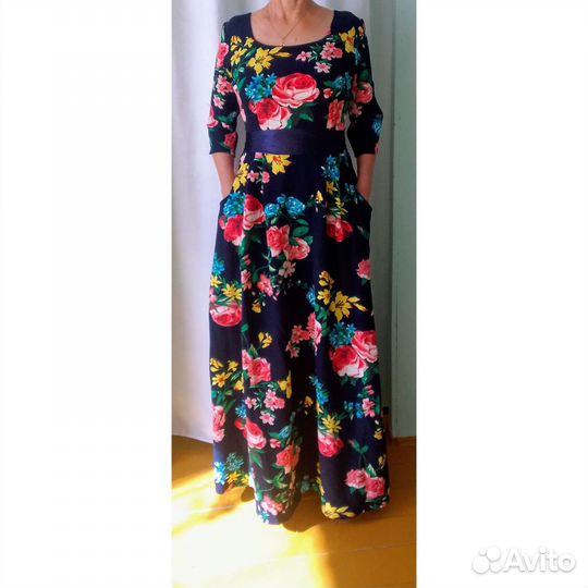 Вечернее яркое платье 46-48 р В пол SuSu