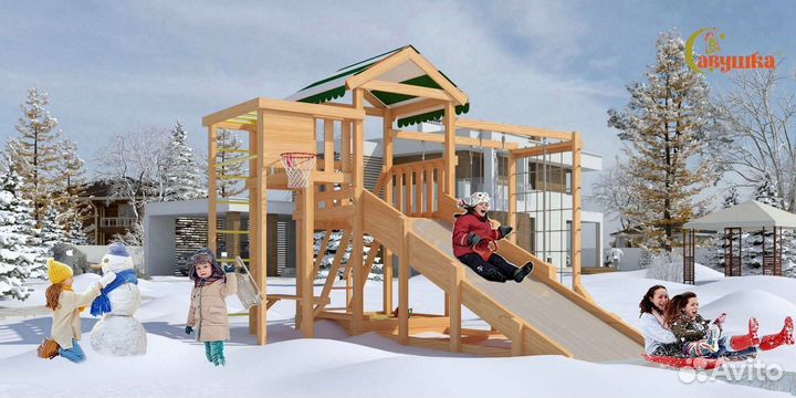 Игровая площадка для дачи с горкой и качелями