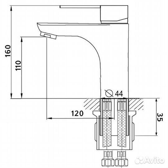 Смеситель для умывальника Aringa Рейн AR02009BL