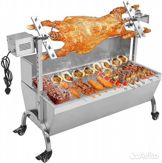 Мангал нерж.сталь с вертелом и мотором