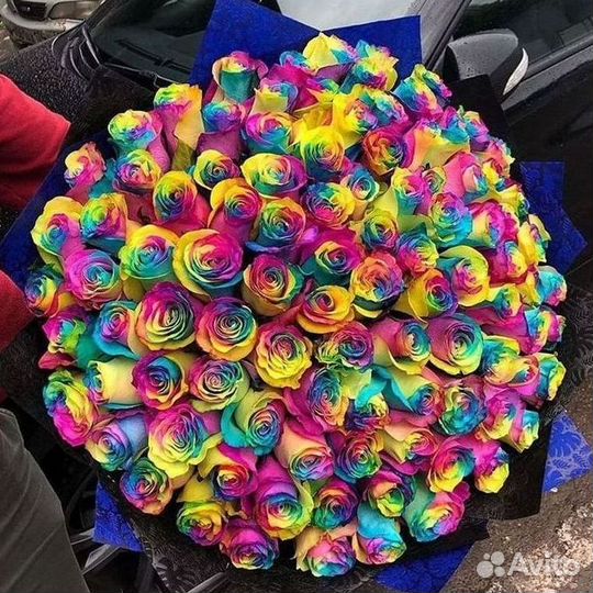 Радужные розы Цветы Доставка