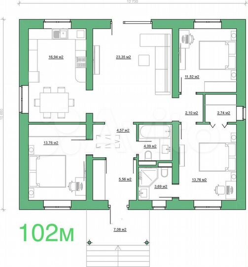 Коттедж 73 м² на участке 8,5 сот.