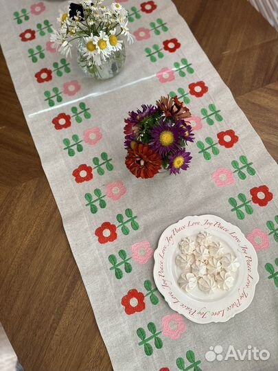 Дорожка на стол лен