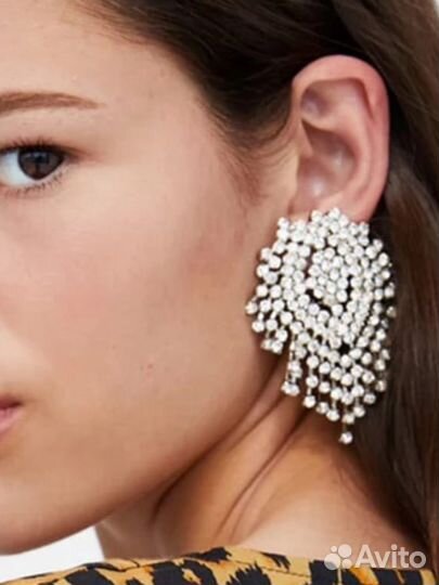 Серьги стразы бижутерия