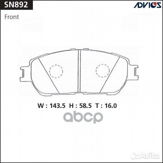 Дисковые тормозные колодки advics SN892 advics