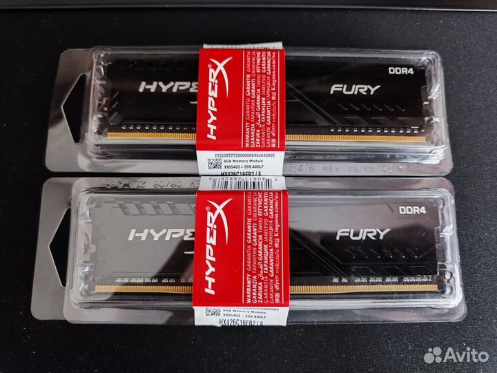 Оперативная память ddr4 kingston fury 2x8gb (16gb)