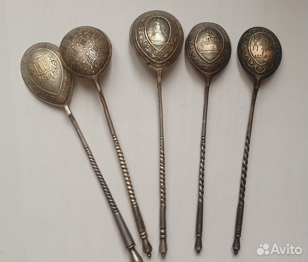 Редкие царские ложки ручная работа серебро 84