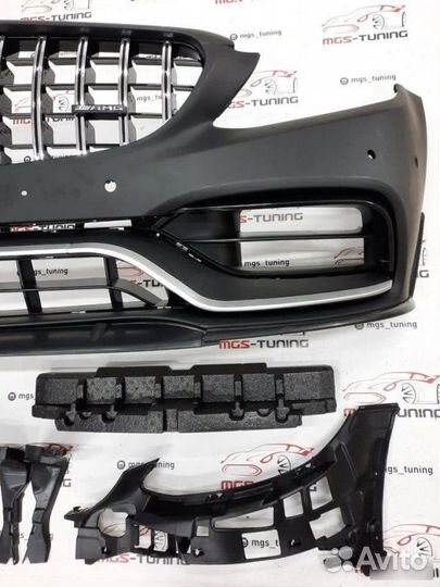 Бампер C63 Edition 1 с решеткой W205 Рест Chrome