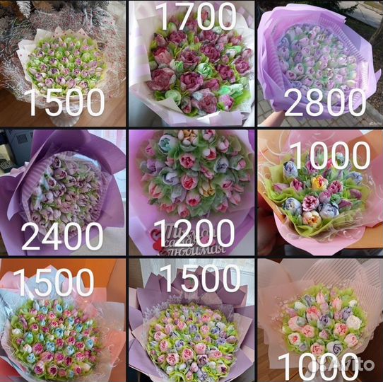 Букет тюльпанов роз из зефира