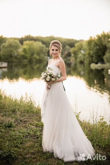 Белое свадебное платье А-силуэта