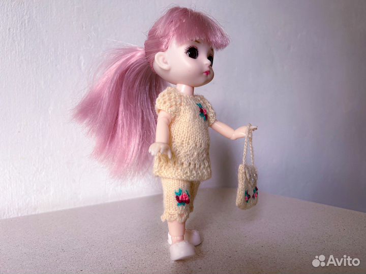Одежда вязаная для куклы 16 см, платье