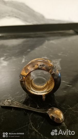 Солонка мельхиор с ложкой СССР